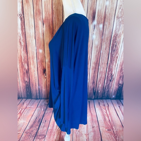 Women’s Medium Tunic Piko Dark Blue Soft Stretch Oversized 3/4 Sleeves - Picture 8 of 11